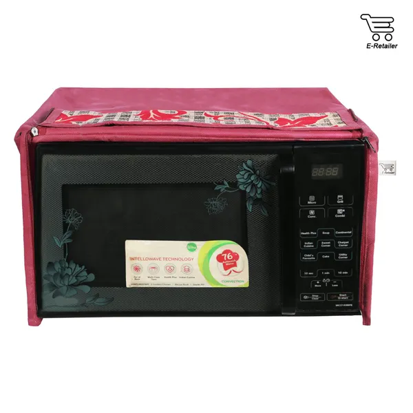 3-Layered_Full_Body_Microwave_Oven_Cover_With_Front_Zipper_Encloser_Suitable_For_20_Ltr._(Material-_Jacquard,_Color-_Maroon,_Size-20x14x11_Inches)