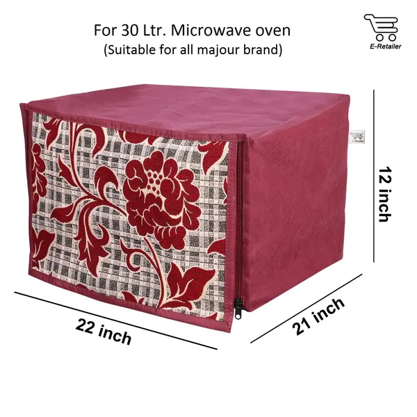 3-Layered_Full_Body_Microwave_Oven_Cover_With_Front_Zipper_Encloser_Suitable_For_30_Ltr._(Material-_Jacquard,_Color-_Maroon,_Size-22x21x12_Inches)