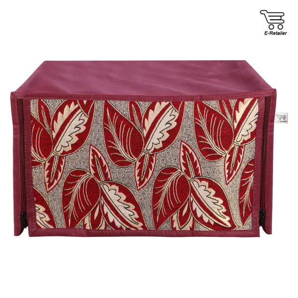 3-Layered_Full_Body_Microwave_Oven_Cover_With_Front_Zipper_Encloser_Suitable_For_30_Ltr._(Material-_Jacquard,_Color-_Maroon,_Size-22x21x12_Inches)