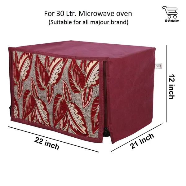 3-Layered_Full_Body_Microwave_Oven_Cover_With_Front_Zipper_Encloser_Suitable_For_30_Ltr._(Material-_Jacquard,_Color-_Maroon,_Size-22x21x12_Inches)