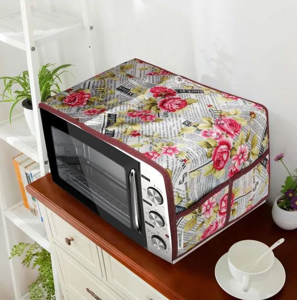 3-Layered_Microwave_Oven_Top_Cover_With_4_Utility_Pockets_(Material-Polyester,_Color-Red,_Size-14x36_Inches)