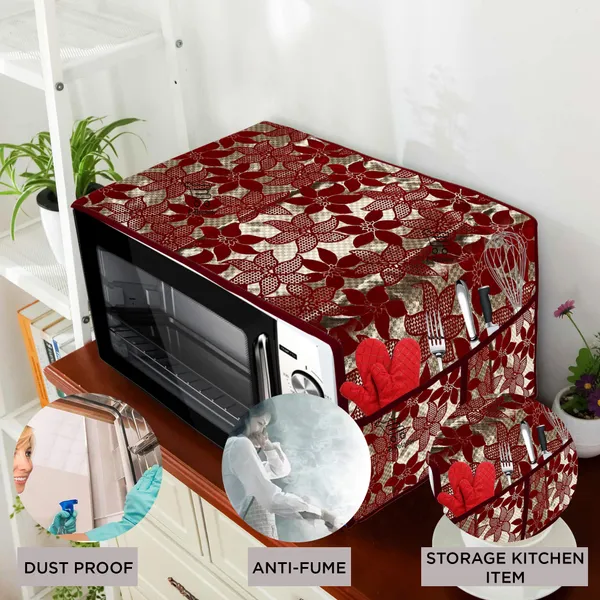 3-Layered_Microwave_Oven_Top_Cover_With_4_Utility_Pockets_(Material-Velvet,_Color-_Maroon,_Size-14x36_Inches)
