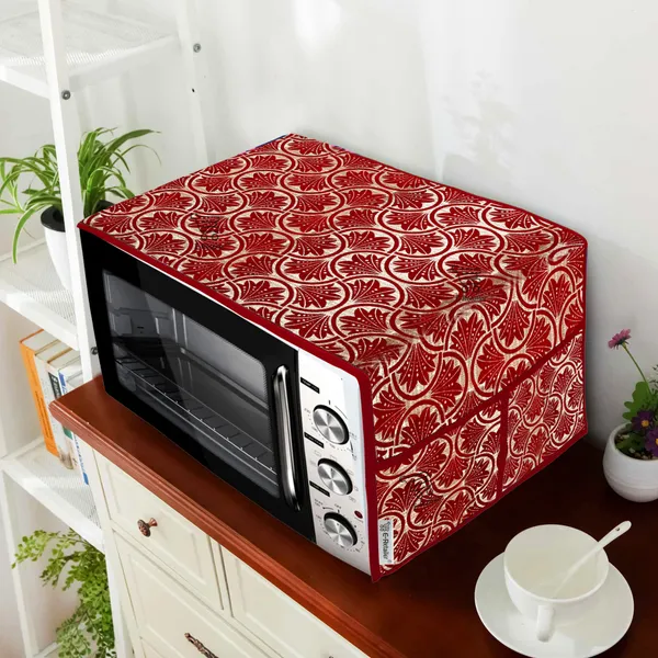 3-Layered_Microwave_Oven_Top_Cover_With_4_Utility_Pockets_(Material-Velvet,_Color-_Red,_Size-14x36_Inches)