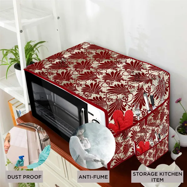 3-Layered_Microwave_Oven_Top_Cover_With_4_Utility_Pockets_(Material-Velvet,_Color-_Maroon,_Size-14x36_Inches)