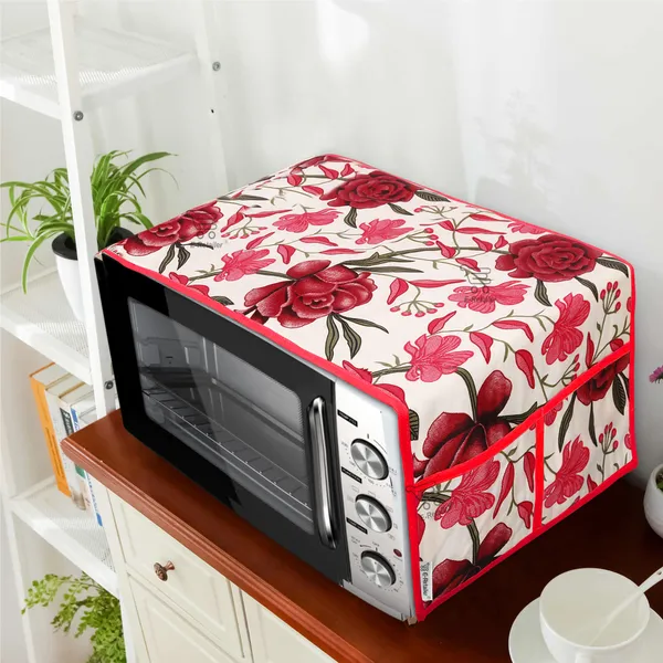 3-Layered_Microwave_Oven_Top_Cover_With_4_Utility_Pockets_(Material-Polyester,_Color-_Red,_Size-14x36_Inches)