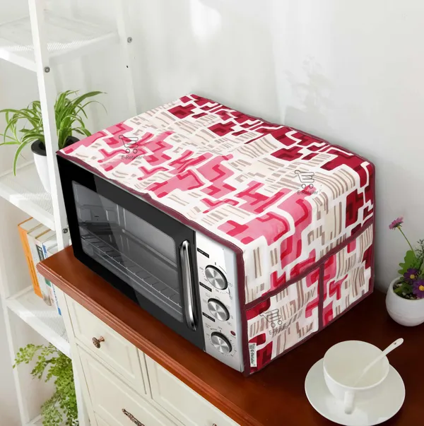 3-Layered_Microwave_Oven_Top_Cover_With_4_Utility_Pockets_(Material-Polyester,_Color-_Red,_Size-14x36_Inches)