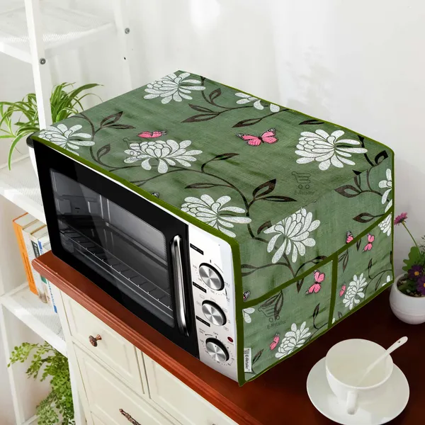 3-Layered_Microwave_Oven_Top_Cover_With_4_Utility_Pockets_(Material-PVC,_Color-_Green,_Size-14x36_Inches)