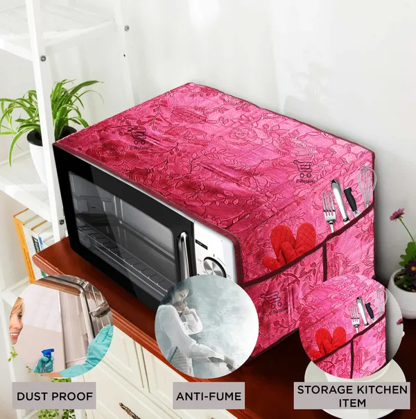 2-Layered_Microwave_Oven_Top_Cover_With_4_Utility_Pockets_(Material-Rexine,_Color-_Red,_Size-14x36_Inches)