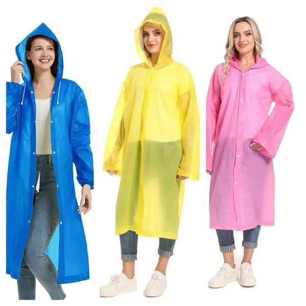 Women's_fancy_Purple,_black,white,blue,_yellow,pink_pvc_raincoat