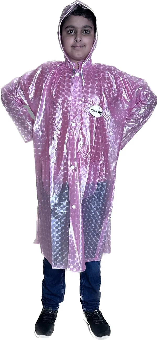 Polyester_Semi-Transparent_Solid_Raincoat_For_Boys_&_Girls_|_Pink