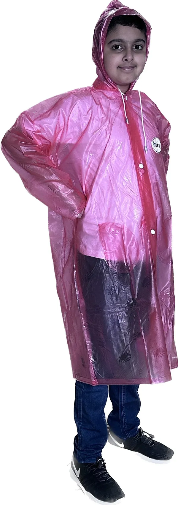 Polyester_Semi-Transparent_Solid_Raincoat_For_Boys_&_Girls_|_Pink