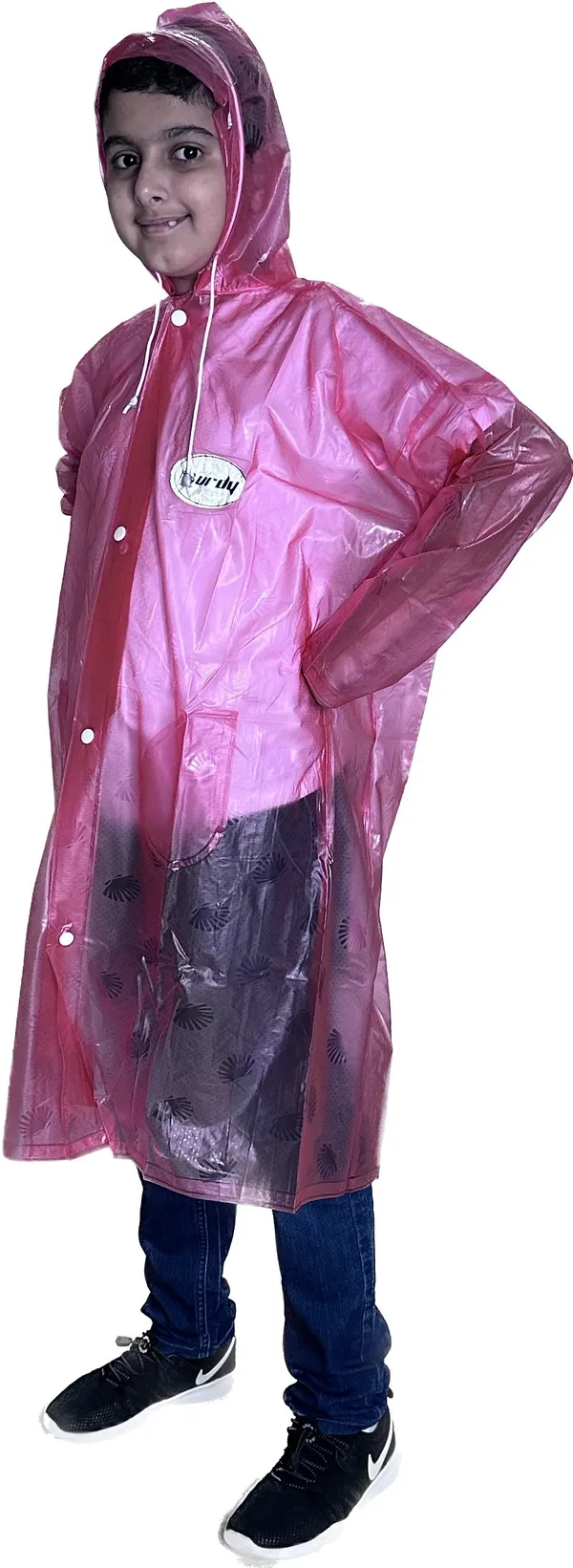 Polyester_Semi-Transparent_Solid_Raincoat_For_Boys_&_Girls_|_Pink