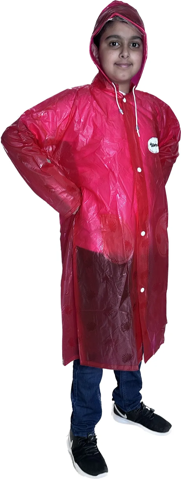 Polyester_Semi-Transparent_Solid_Raincoat_For_Boys_&_Girls_|_Red