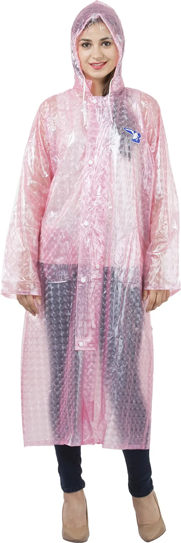 Polyester_Semi-Transparent_RainCoat_with_Hood_For_Women_|_100%_Waterproof_|_PINK