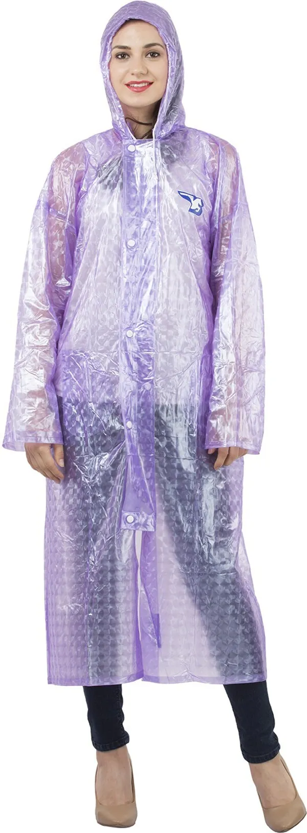 Polyester_Semi-Transparent_RainCoat_with_Hood_For_Women_|_100%_Waterproof_|_Purple