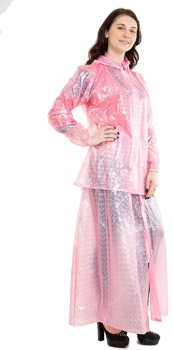 Polyester_Semi-Transparent_RainCoat_with_Hood_For_Women_|_100%_Waterproof_|_PINK