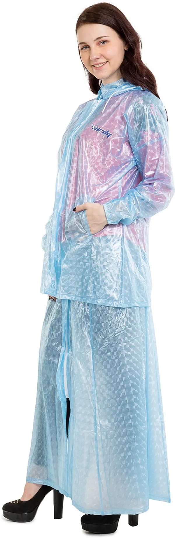 Polyester_Semi-Transparent_RainCoat_with_Hood_For_Women_|_100%_Waterproof_|_BLUE