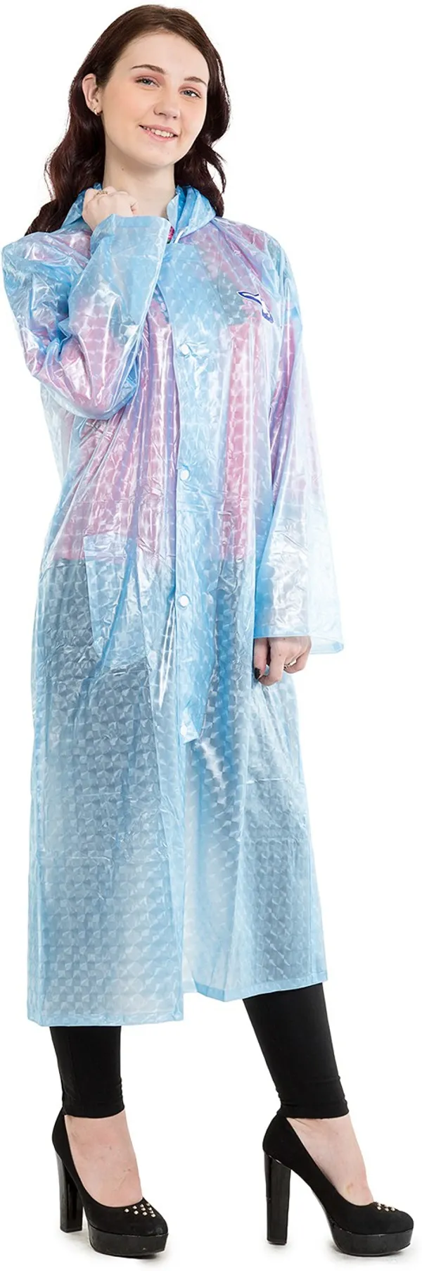 Polyester_Semi-Transparent_RainCoat_with_Hood_For_Women_|_100%_Waterproof_|_Blue