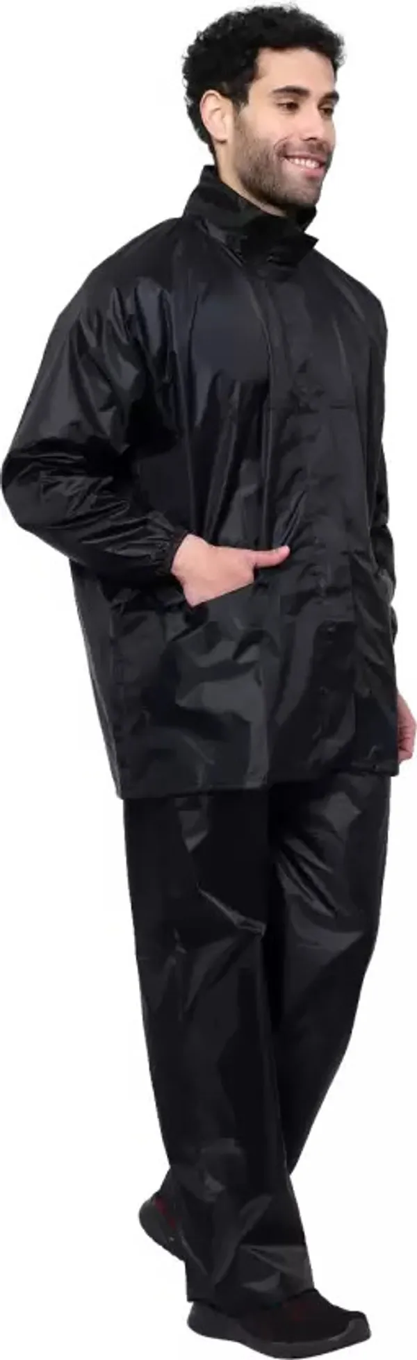 Nylon_Solid_Raincoat_For_Men_|_Brown