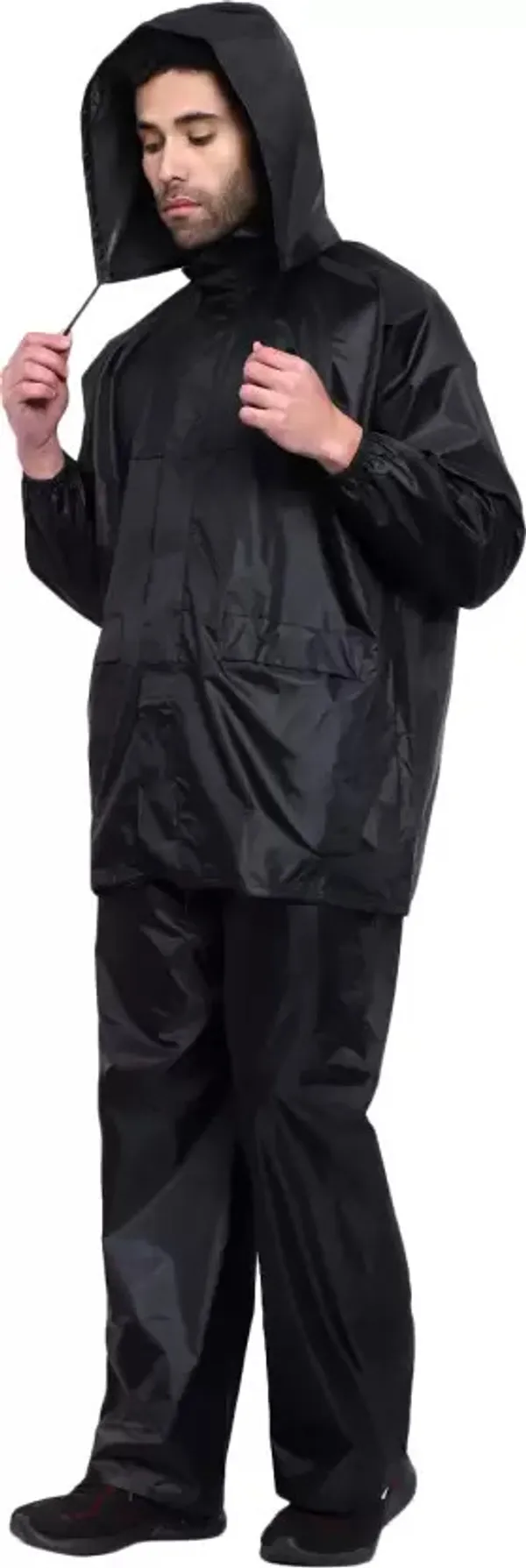 Nylon_Solid_Raincoat_For_Men_|_Brown
