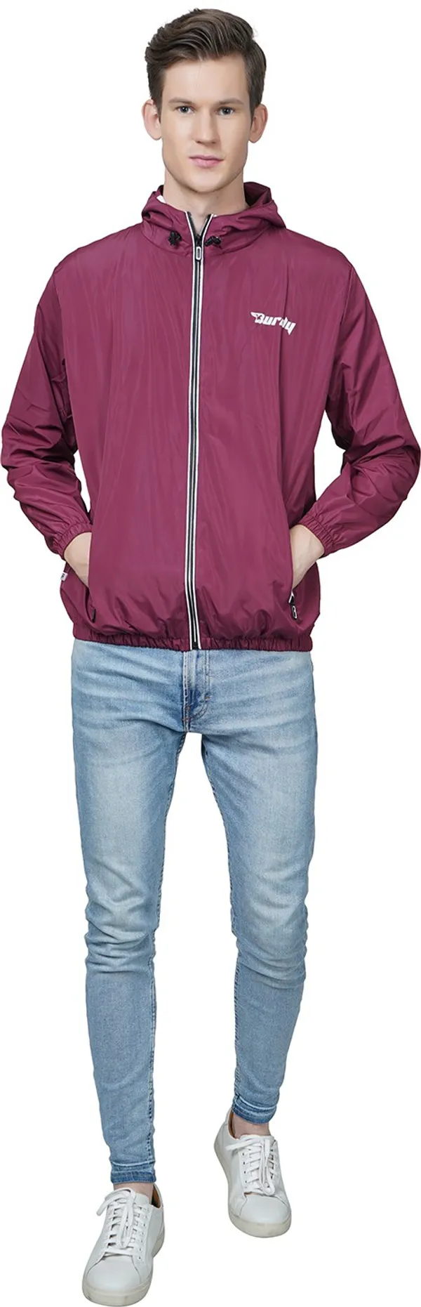 Maroon_Polyester_Windcheater_for_Men_|_Casual_Wear