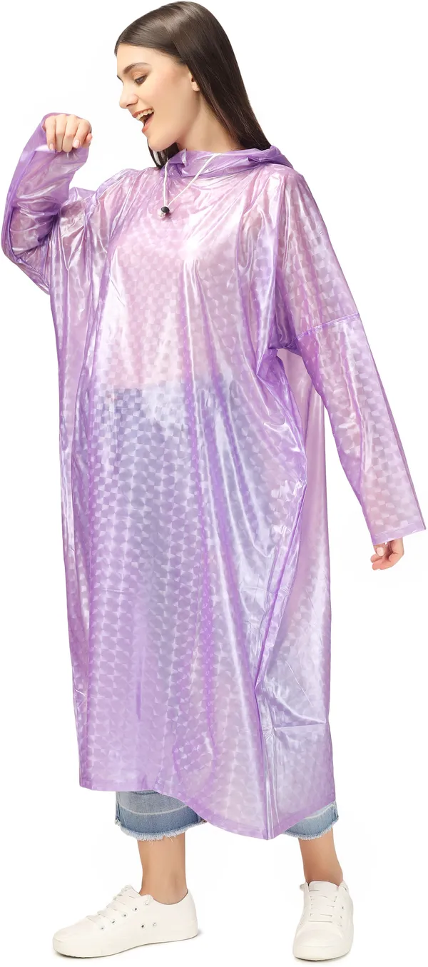 Polyester_Semi-Transparent_RainCoat_with_Hood_For_Women_|_100%_Waterproof_|_Pink