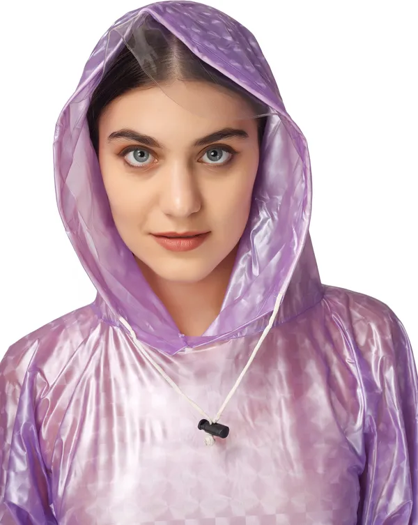 Polyester_Semi-Transparent_RainCoat_with_Hood_For_Women_|_100%_Waterproof_|_Pink