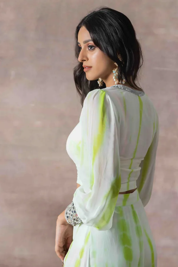Co-Ord_Georgette_Tie-Dye_Green_Indo-Western_Set