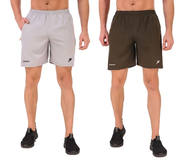Light_Grey_&_Army_Outdoor_Quick_Dry_Lightweight_Sports_Shorts_Zipper_Pockets_and_Pack_Of_2_For_Men