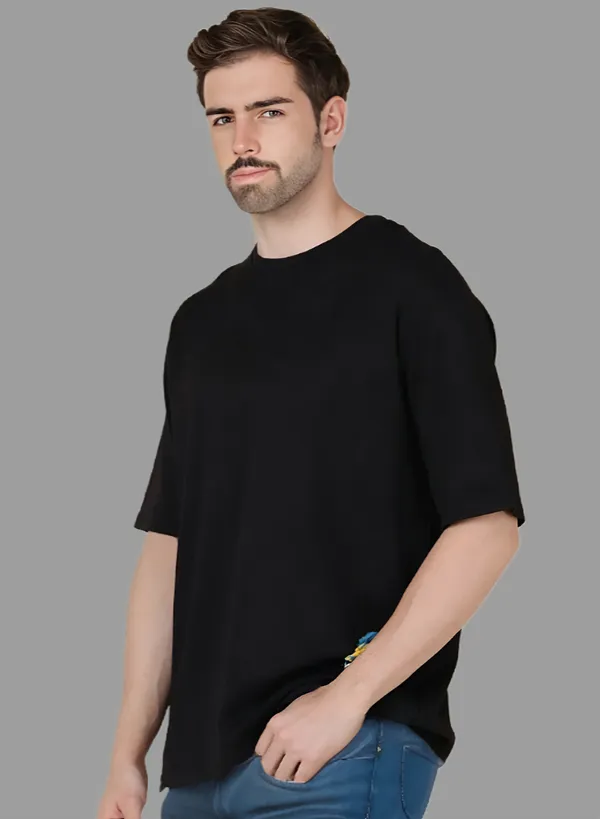 Black_Oversized_Printed_Half_Sleeve_Cotton_T-Shirt_For_Men