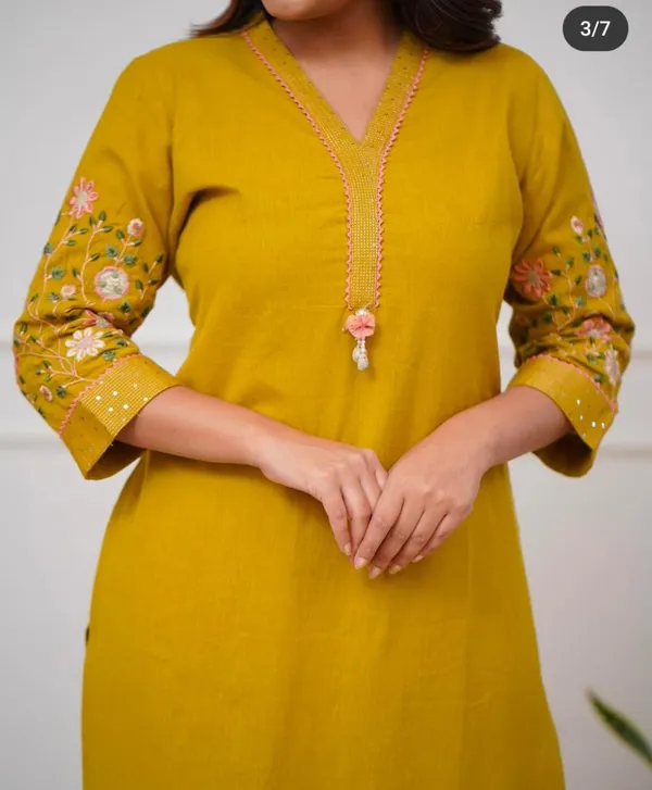 MUSTERD_COTTON_BLEND_KURTA_PENT_SET