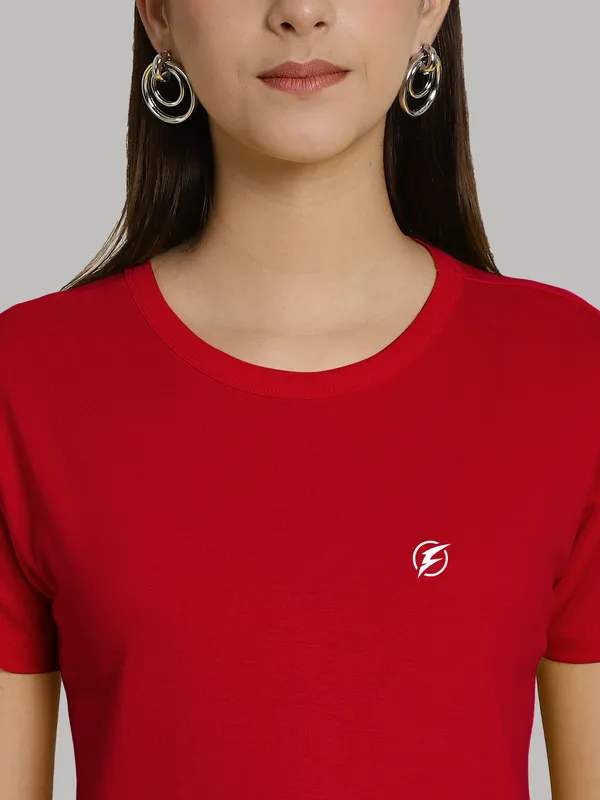 Pack_of_2_Red_&_Orange_Cotton_Round_Neck_T-Shirt_For_Women
