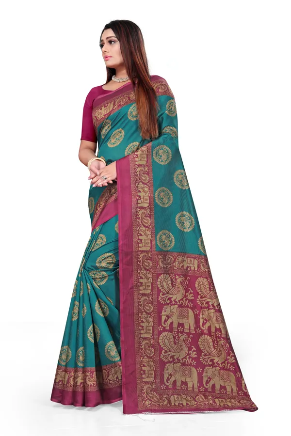 Green_Printed_Art_Silk_Celebrity_Inspired_Saree