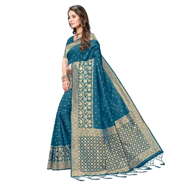 Mesmerizing_rich_dual_tone_banarasi_woven_saree_with_tassels