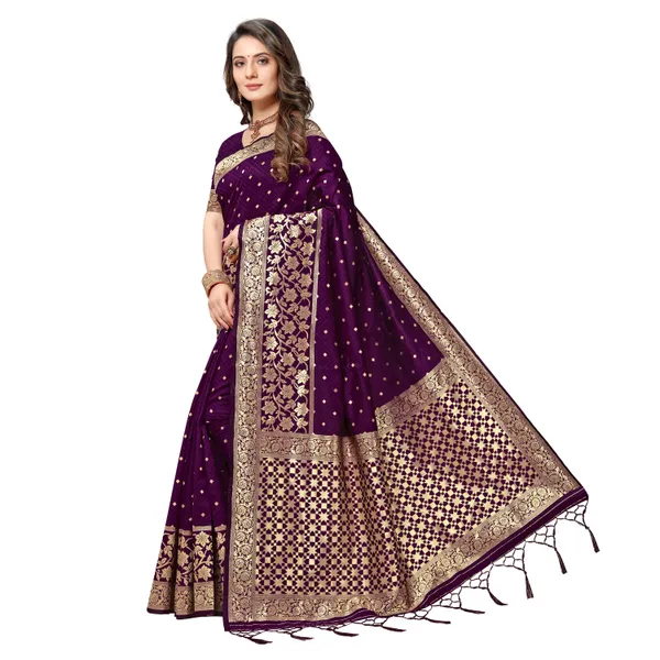 Mesmerizing_rich_dual_tone_banarasi_woven_saree_with_tassels