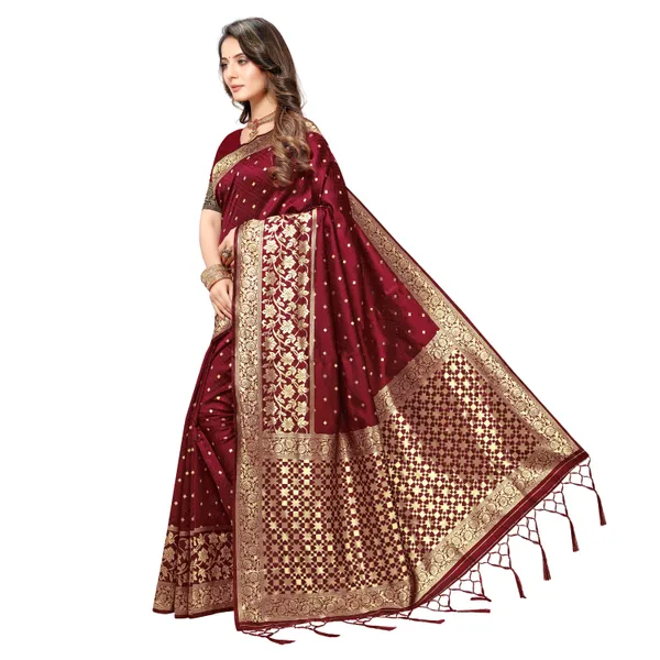 Mesmerizing_rich_dual_tone_banarasi_woven_saree_with_tassels