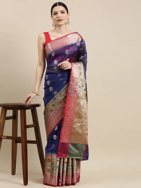 Blue_Art_Silk_Banarasi_Sarees_For_Women