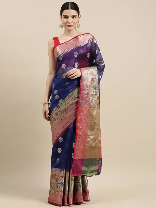 Blue_Art_Silk_Banarasi_Sarees_For_Women