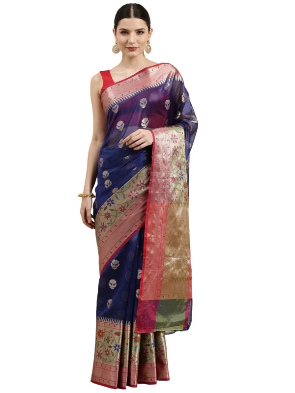 Blue_Art_Silk_Banarasi_Sarees_For_Women