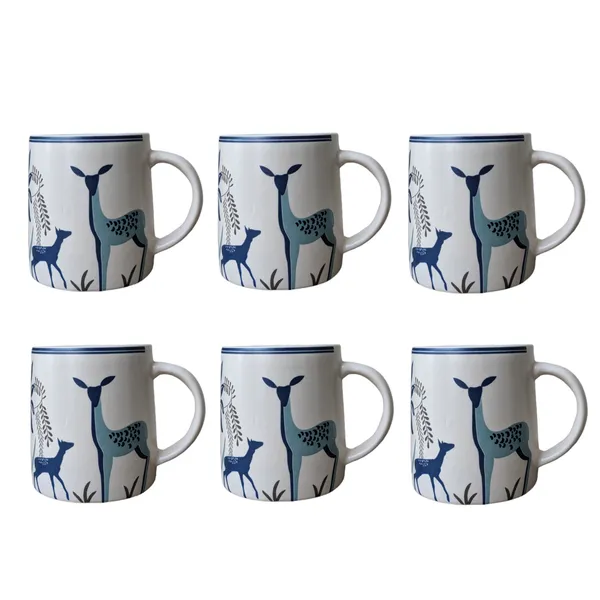 Deer_Print_Blue_Coffee_Mug_Set_of_6_-_Ideal_Gift_for_Best_Friends,_Microwave_Safe_Ceramic_Mug_(300_ml)