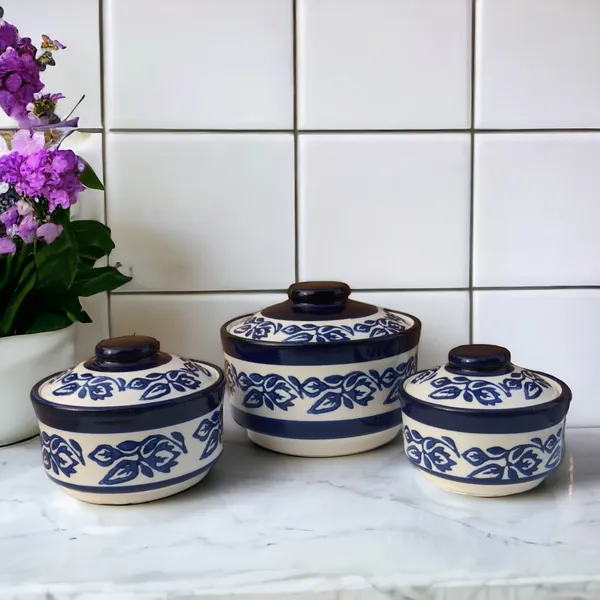 Floral_Design_Ceramic_Hand_Painted_Ceramic_Dessert_Casserole_Set_of_3_Pieces_Multipurpose_Food_Storage_Container_Donga_with_Lid_for_Serving_Kitchen_(Set_of_3-750ml_500ml_250ml