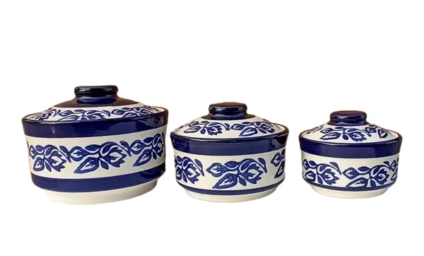 Floral_Design_Ceramic_Hand_Painted_Ceramic_Dessert_Casserole_Set_of_3_Pieces_Multipurpose_Food_Storage_Container_Donga_with_Lid_for_Serving_Kitchen_(Set_of_3-750ml_500ml_250ml