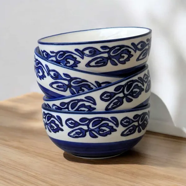 _Handracfted_Pack_of_4_Ceramic_Bowls,_Blue_Colour,_Size:_11_x_5_cm,_200_ML