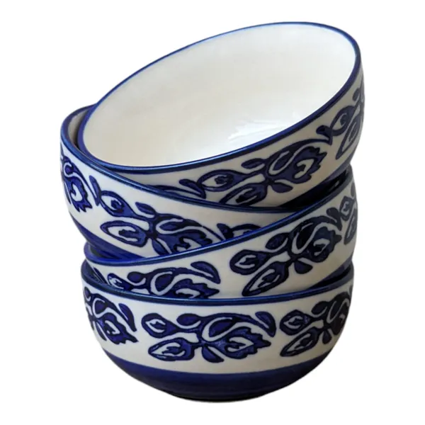 _Handracfted_Pack_of_4_Ceramic_Bowls,_Blue_Colour,_Size:_11_x_5_cm,_200_ML