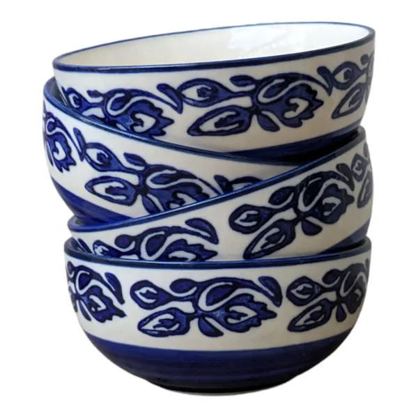_Handracfted_Pack_of_4_Ceramic_Bowls,_Blue_Colour,_Size:_11_x_5_cm,_200_ML