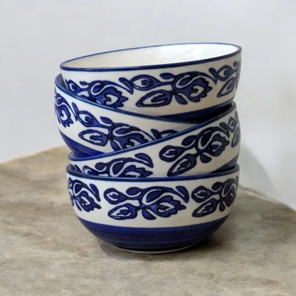 _Handracfted_Pack_of_4_Ceramic_Bowls,_Blue_Colour,_Size:_11_x_5_cm,_200_ML
