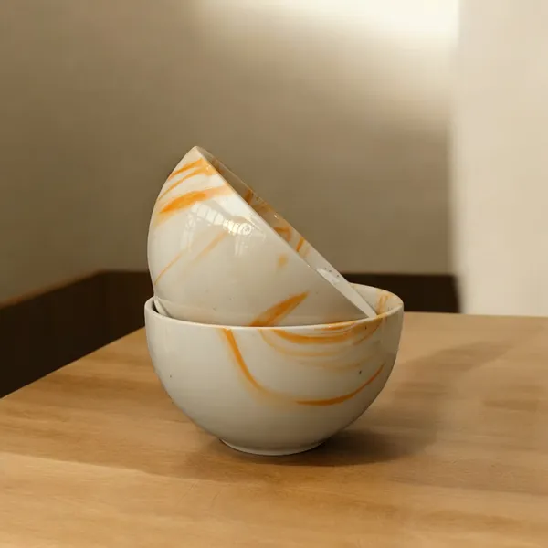 _Pack_of_2_Ceramic_Italian_Marble_Print_Handcrafted_Double_Shade_Bowl_Set,_Perfect_for_Vegetables_and_Serving,_Ideal_for_Home_Kitchen_Dining_Table,_(Cream_with_Green_Swirl)_(14cm_x_8cm)