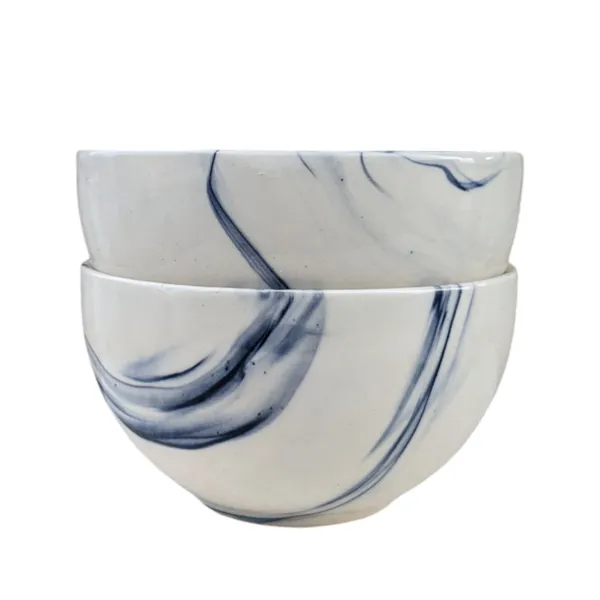 _Pack_of_2_Ceramic_Italian_Marble_Print_Handcrafted_Double_Shade_Bowl_Set_�_Perfect_for_Vegetables_and_Serving,_Ideal_for_Home_Kitchen_Dining_Table,_(Cream_with_Blue_Swirl)_(14cm_x_8cm)