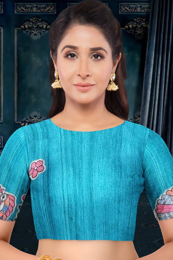 Light_Blue_Madhubani_Cotton_Silk_Printed_Saree