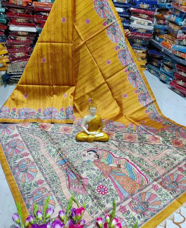 Yellow_Printed_Kalamkari_Cotton_Silk_Saree